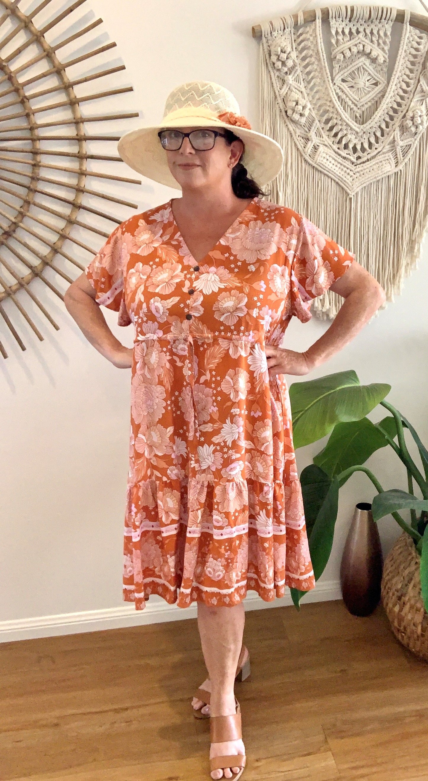 TESS short dress in Burnt Orange