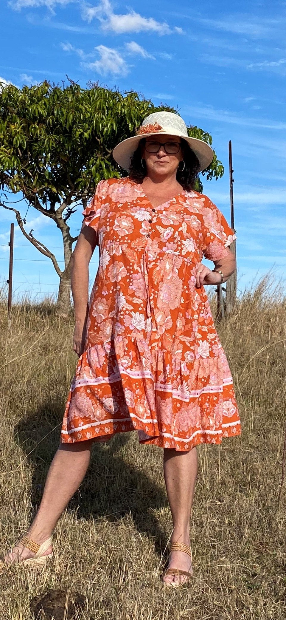 TESS short dress in Burnt Orange