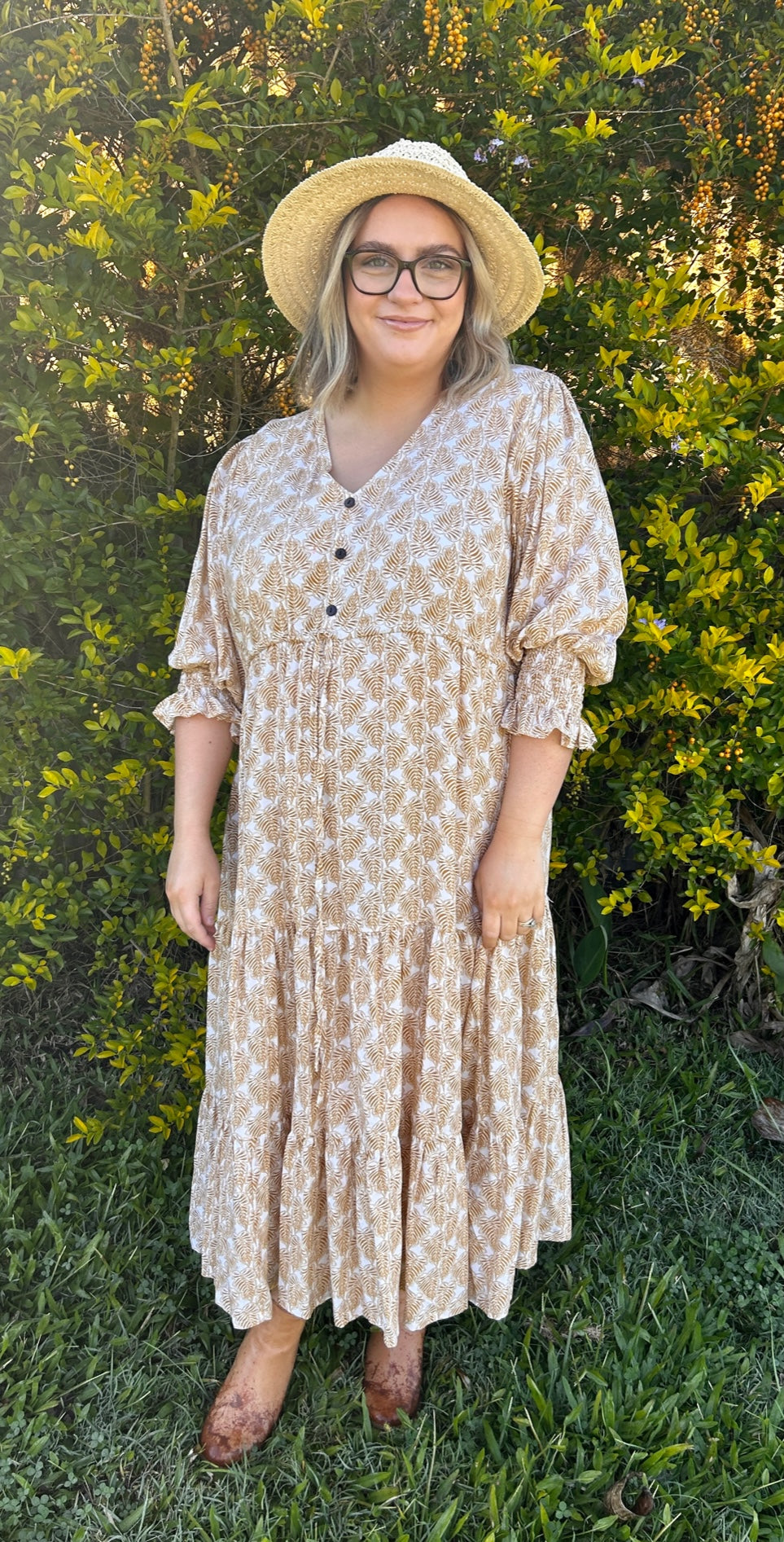 SOPHIE maxi dress in Mustard Leaves