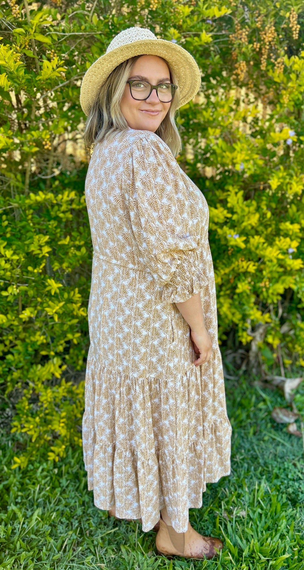 SOPHIE maxi dress in Mustard Leaves