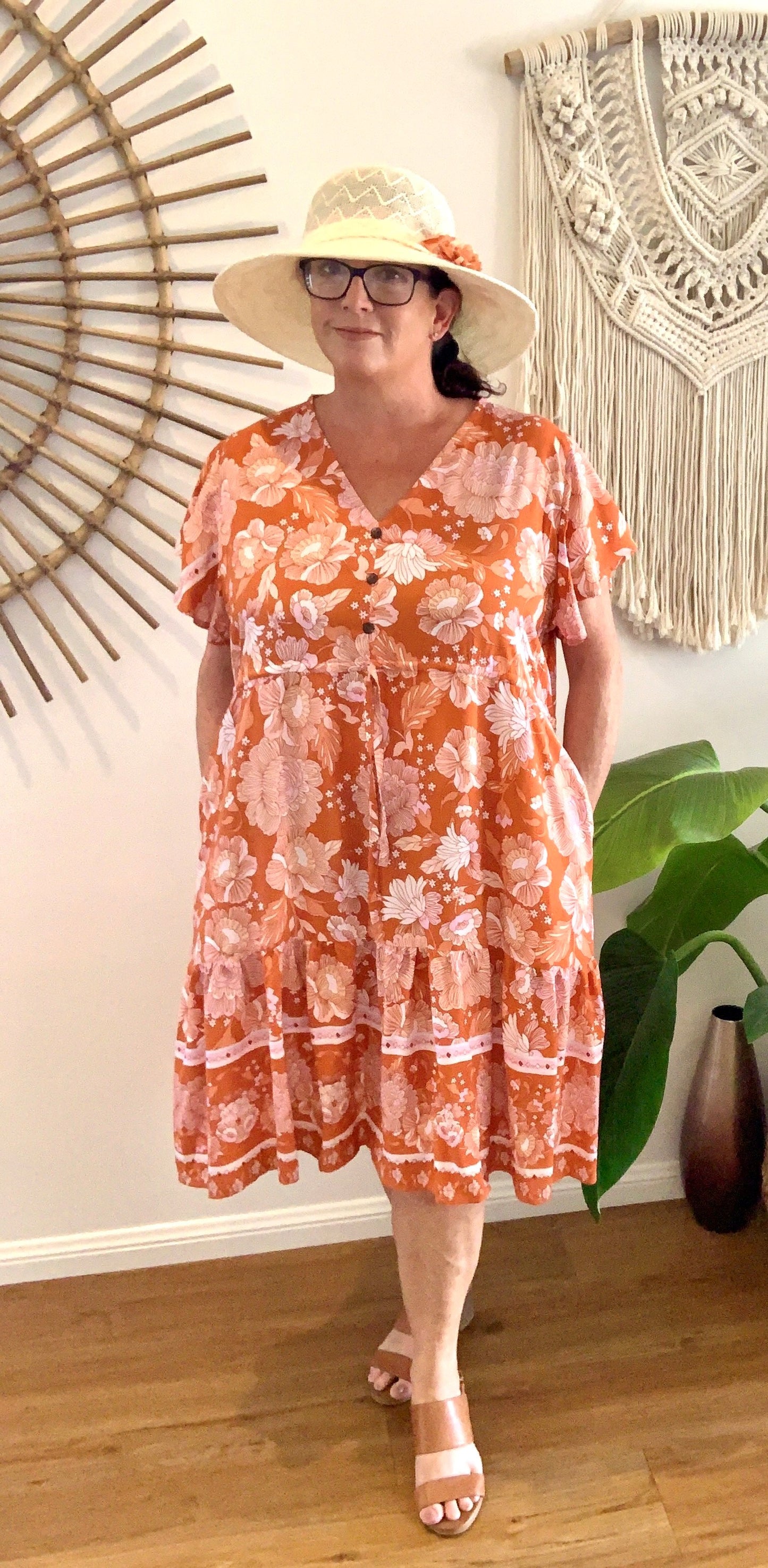 TESS short dress in Burnt Orange
