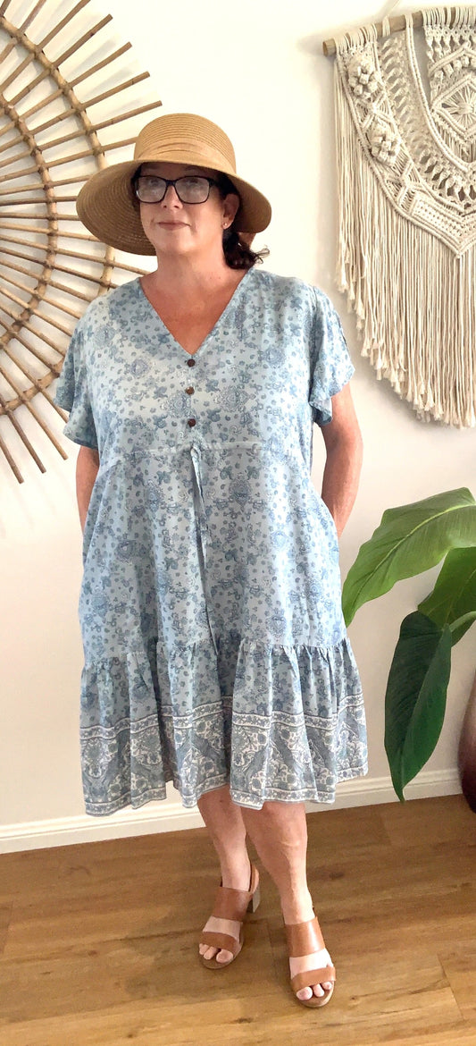 TESS dress in Blue Sunshine