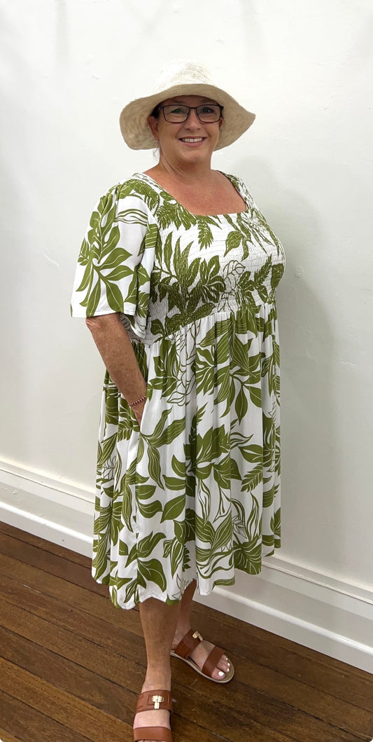 ERIN short dress in Olive floral