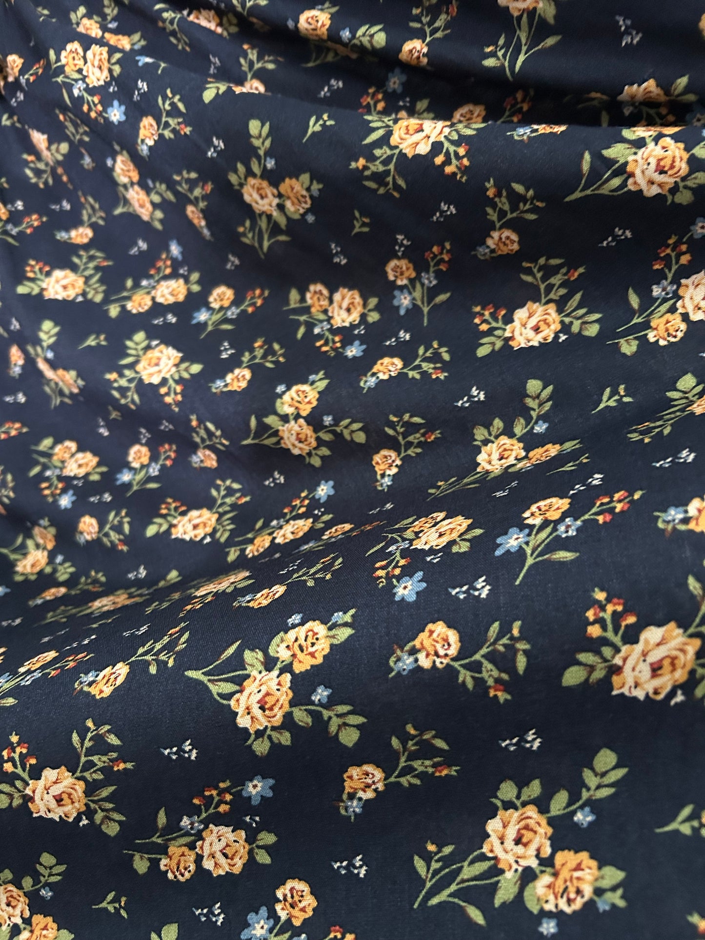 ERIN long dress in Navy & Cream flowers