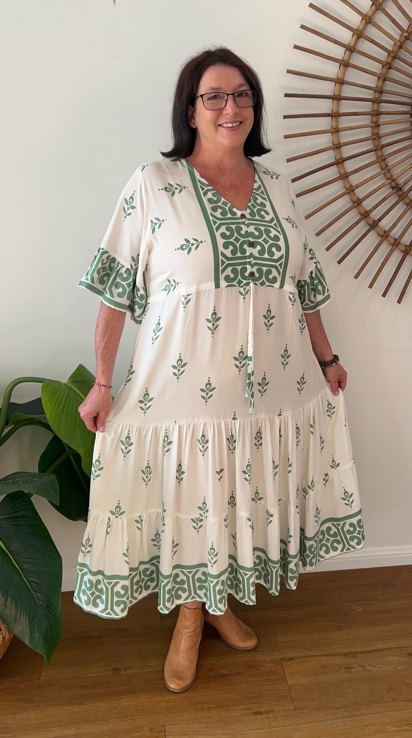 Sophie dress in Green Mosaic