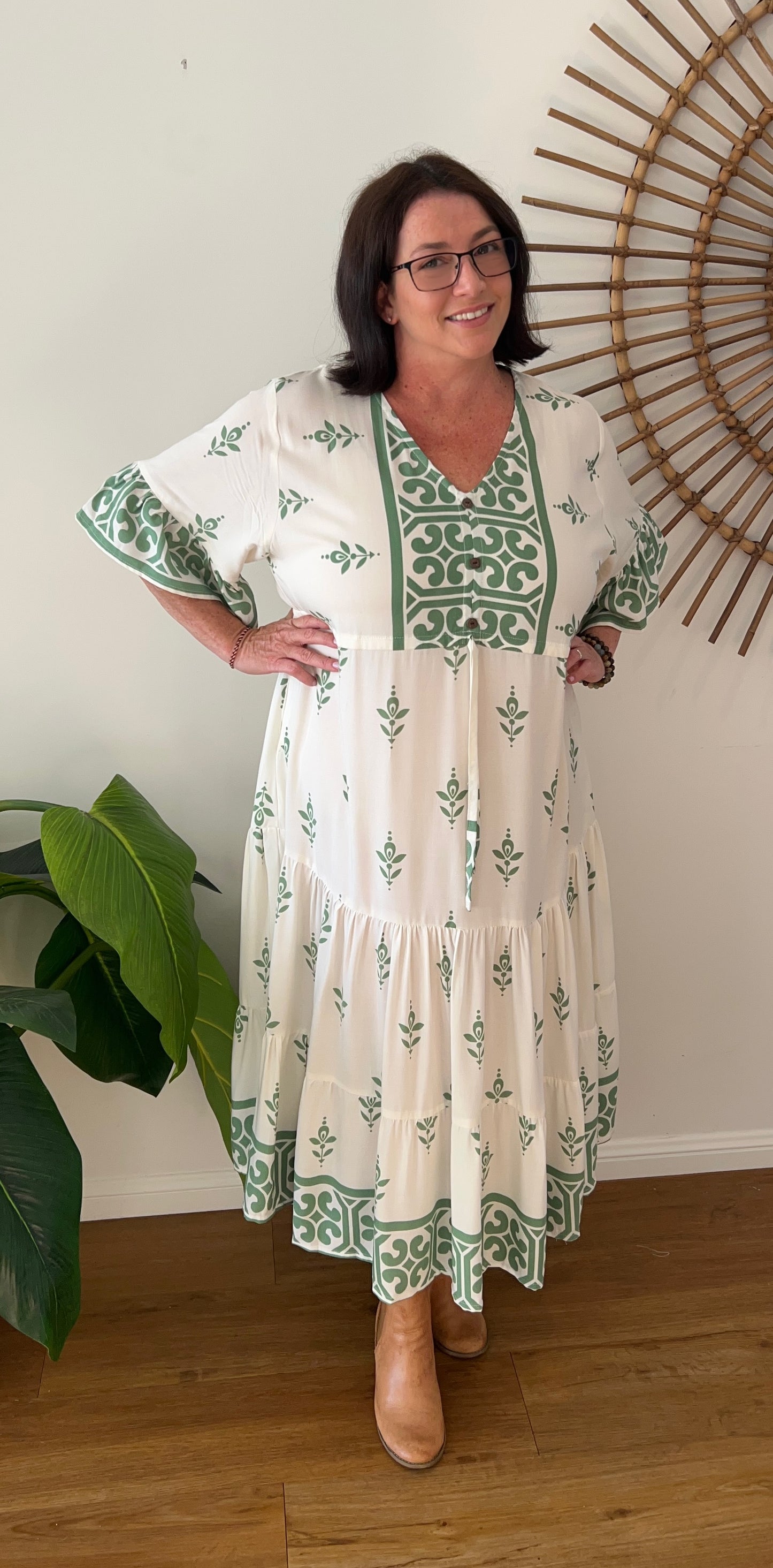 Sophie dress in Green Mosaic