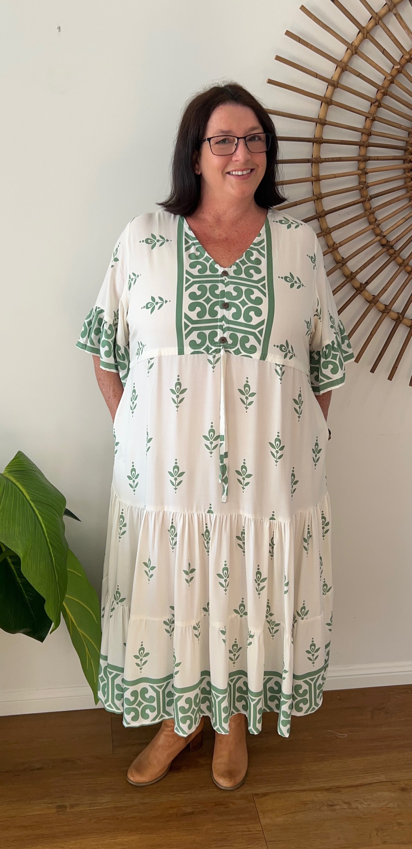 Sophie dress in Green Mosaic