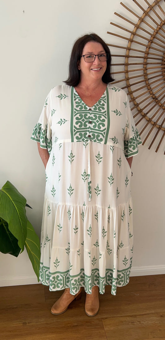 Sophie dress in Green Mosaic