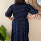 ERIN long dress in Navy Polka Dots