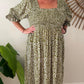 ERIN long dress in Green small flowers