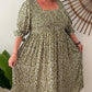 ERIN long dress in Green small flowers