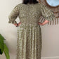 ERIN long dress in Green small flowers