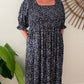 ERIN long dress in Navy & white flowers