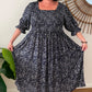 ERIN long dress in Navy & white flowers
