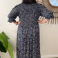 ERIN long dress in Navy & white flowers