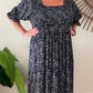 ERIN long dress in Navy & white flowers