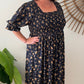 ERIN long dress in Navy & Cream flowers