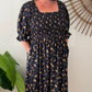 ERIN long dress in Navy & Cream flowers