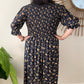 ERIN long dress in Navy & Cream flowers