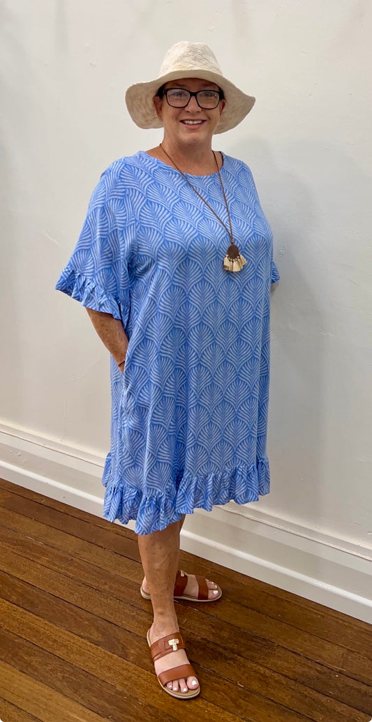 WENDY dress in Blue Seashells