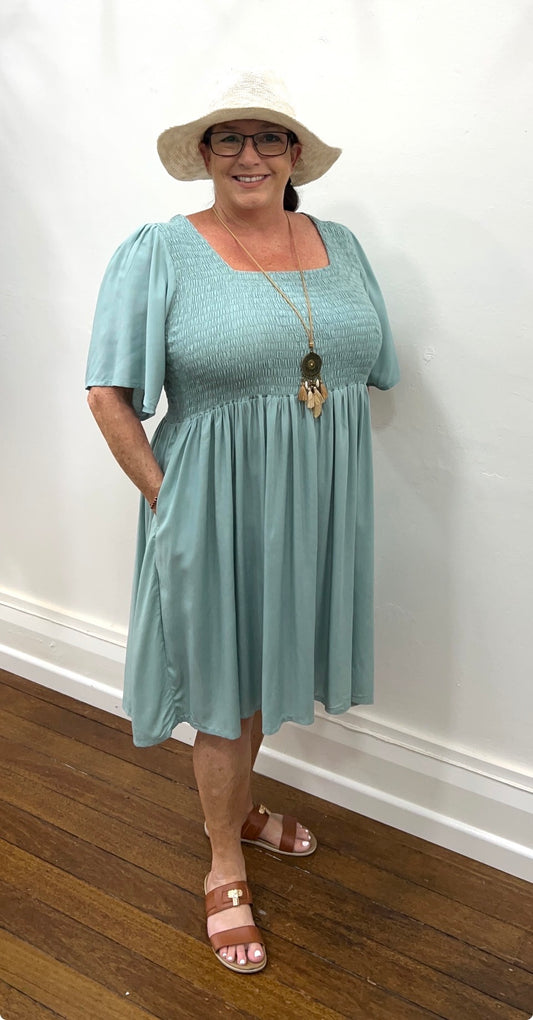 ERIN short dress in plain Sage