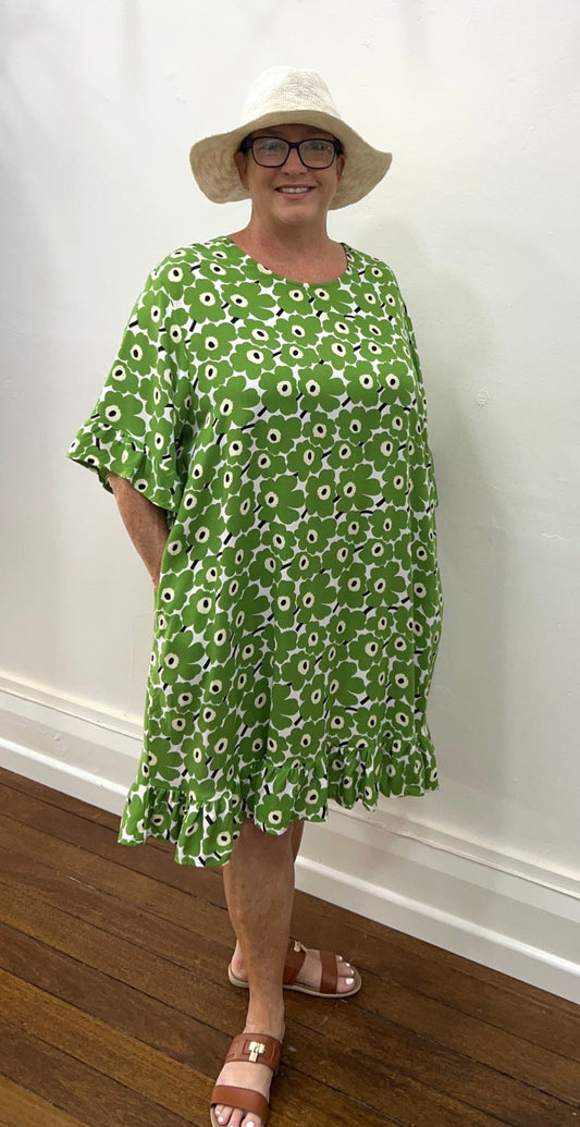 WENDY dress in Green Flowers
