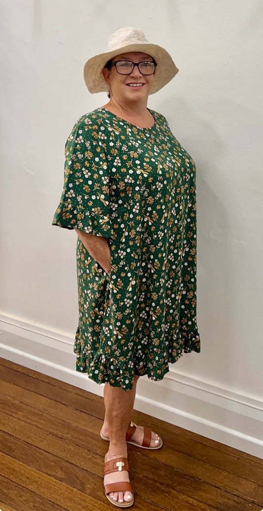 WENDY dress in Botanical Green